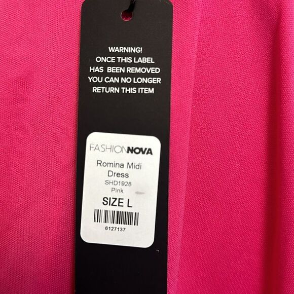 MAGENTA SEQUIN DRESS BODYCON MIDI ROMINA LINED FASHION NOVA PARTY VEGAS NWT SZ L - Picture 12 of 13
